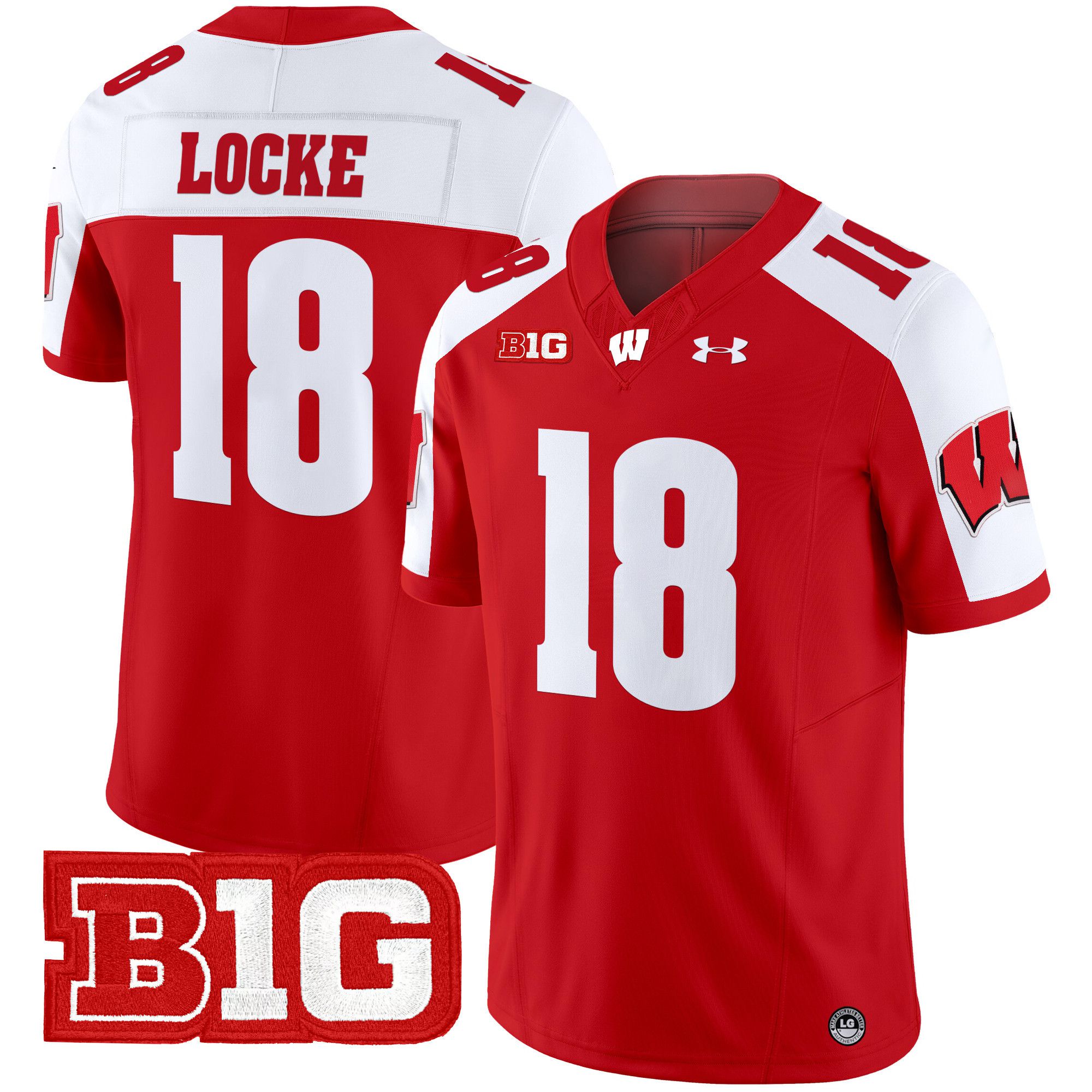 Men Wisconsin Badgers #18 Locke Red 2024 Vapor Limited NCAA Jersey->ncaa teams->NCAA Jersey